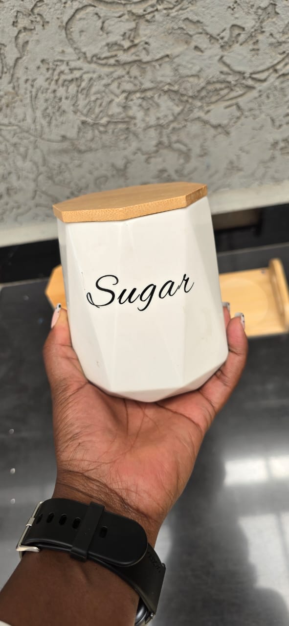 3pcs Ceramic Canisters Set with Bamboo Stand