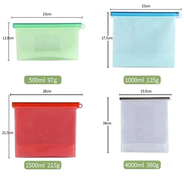 3pcs Reusable Silicone Fridge Bags