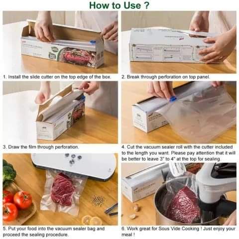3pcs Vacuum Food sealer rolls BPA free commercial grade bag rolls