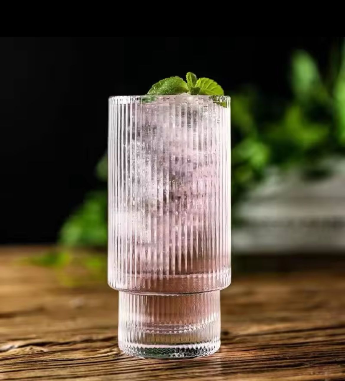 Fancy Aesthetic Highball crystal ribbed glasses