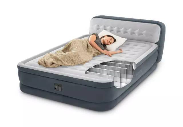 Intex Dura-Beam Deluxe Queen-Sized Air Bed Mattress Comforting Bed with Built-in Electric Pump and Ultra Plush Supportive Headboard