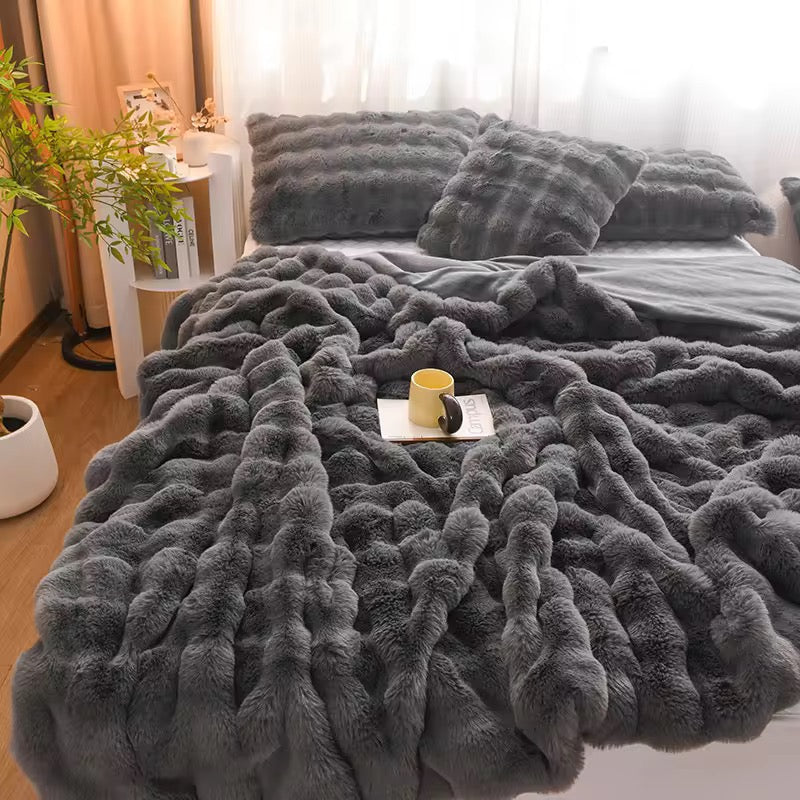 Soft bubble winter throw blanket plain size 6x6