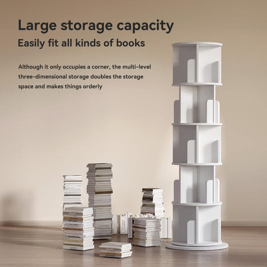 5-Tier 360° Rotating Bookshelf Organizer