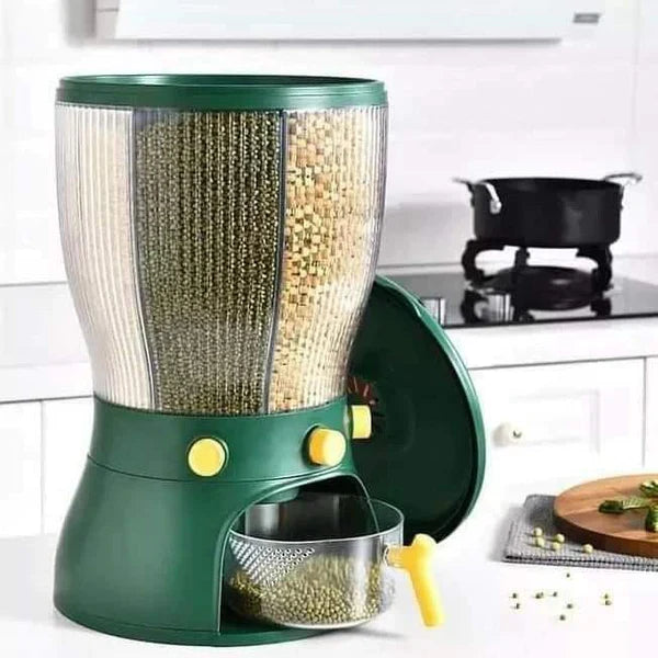 Partitioned Cereals Dispenser Restocked in White and Green