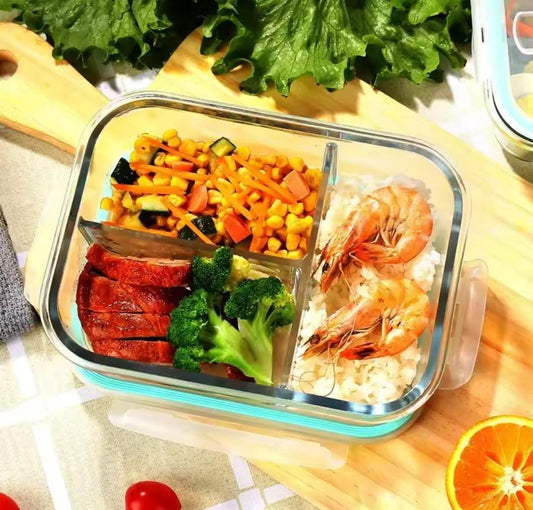 High borosilicate Glass food containers 1050ml - Double/Triple partitioned