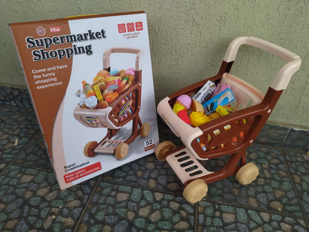 Kids Shopping Cart Play Set β 52PCS Supermarket Toy with Groceries & Accessories