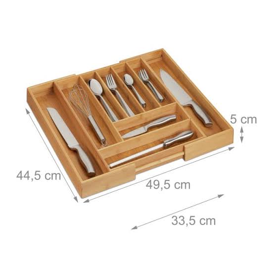 Multifunctional Big Bamboo Expandable Cutlery Drawer Organizer – 42×50cm