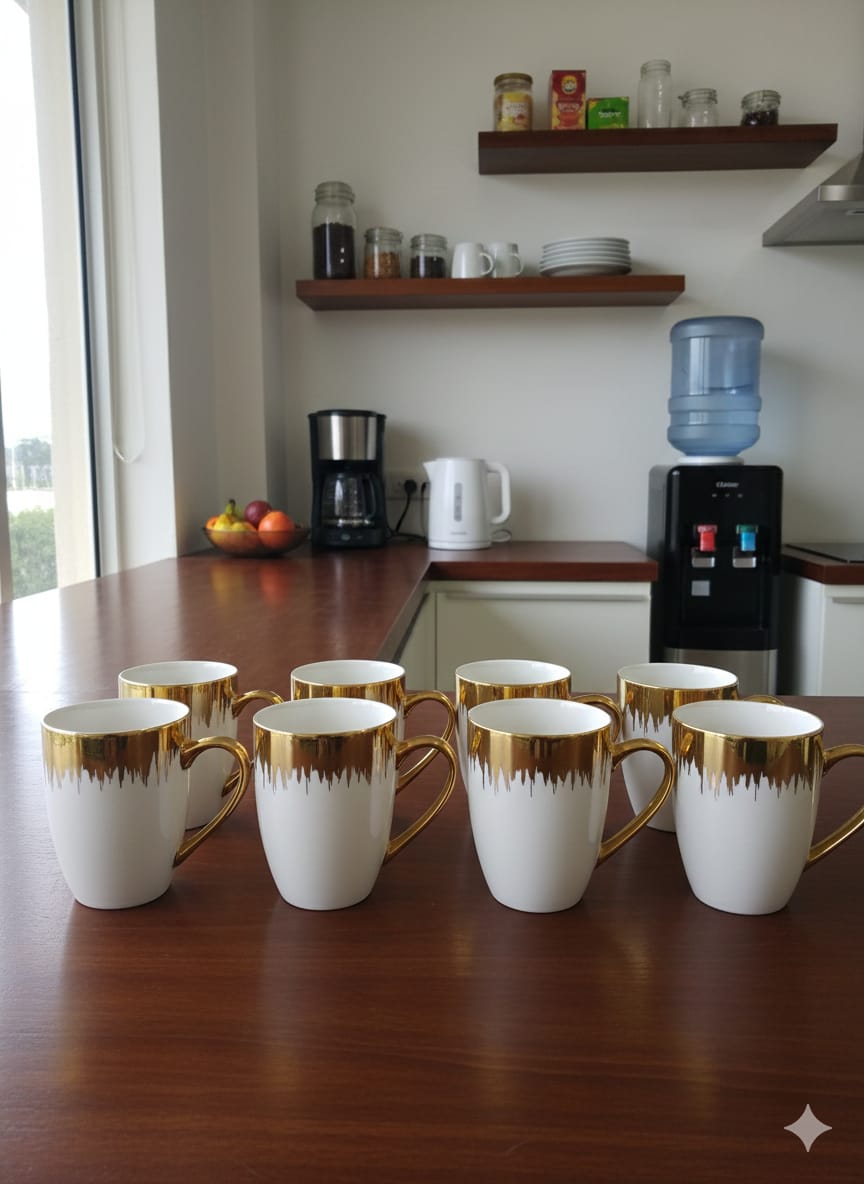 6pc Gold Detail Tea Mugs