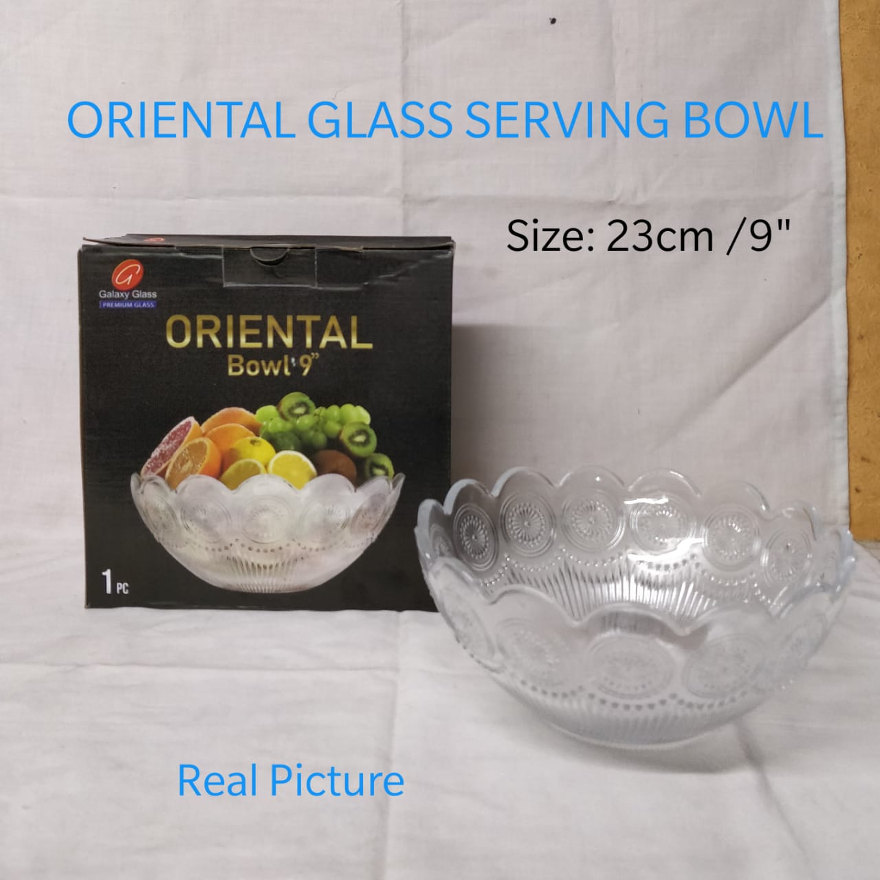 Oriental glass serving bowl