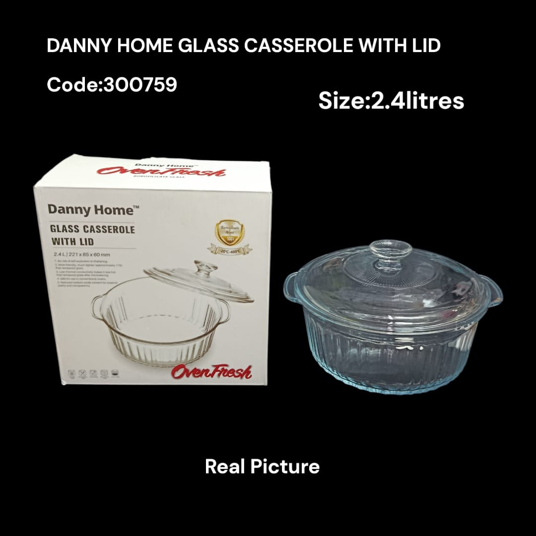Danny Home Glass Casserole With Lid 2.4L