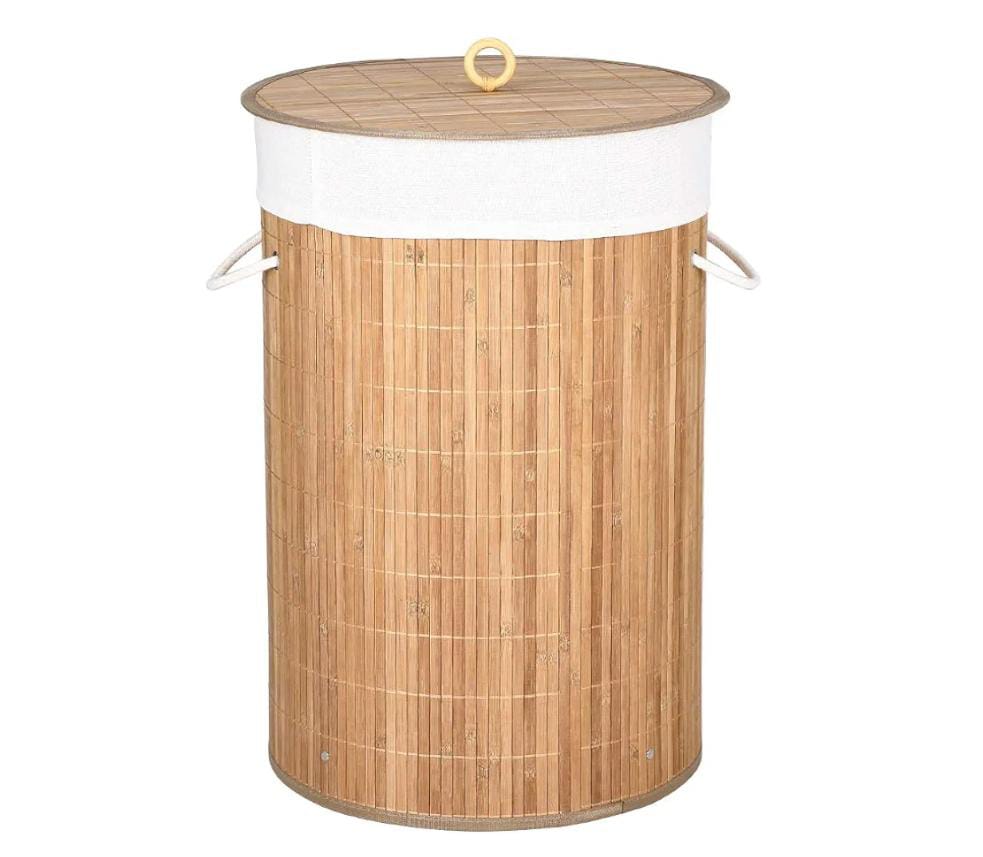 Laundry Hamper Laundry Basket Foldable Bamboo Cover Lid Handle