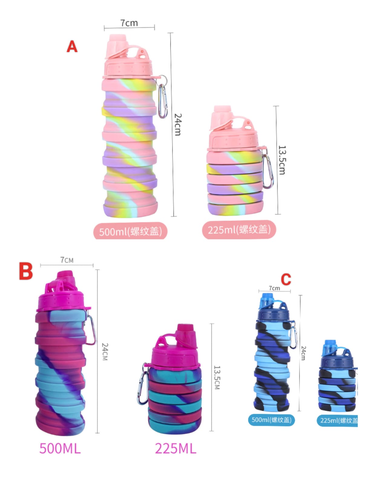 Collapsible water bottle 500ml