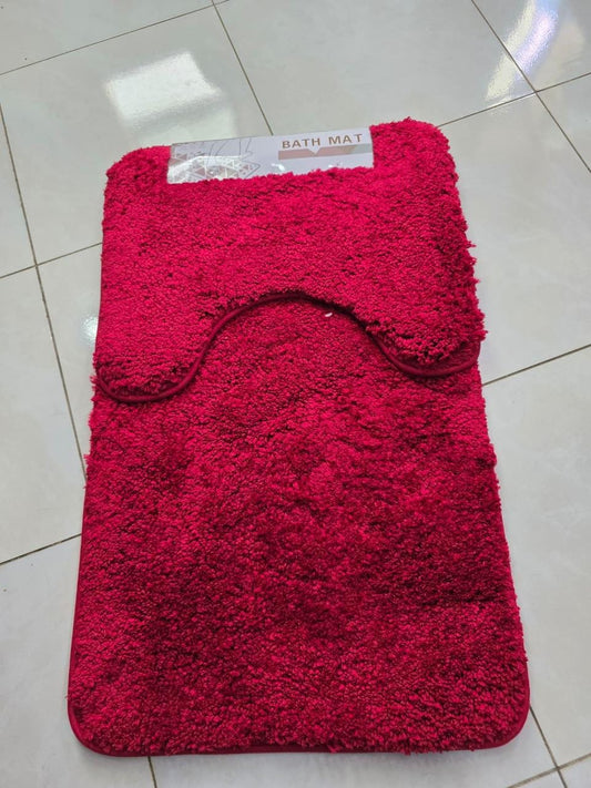 Thick microfibre 2pc bathmats/Toilet mats(maroon)