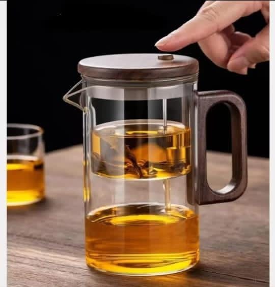 One press glass infuser tea pot
