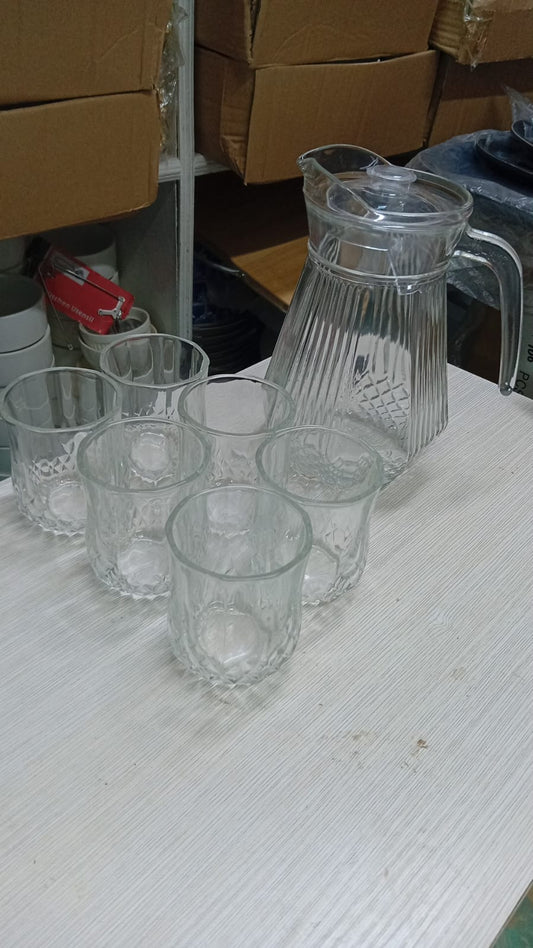 Glass jug +6pc glasses
