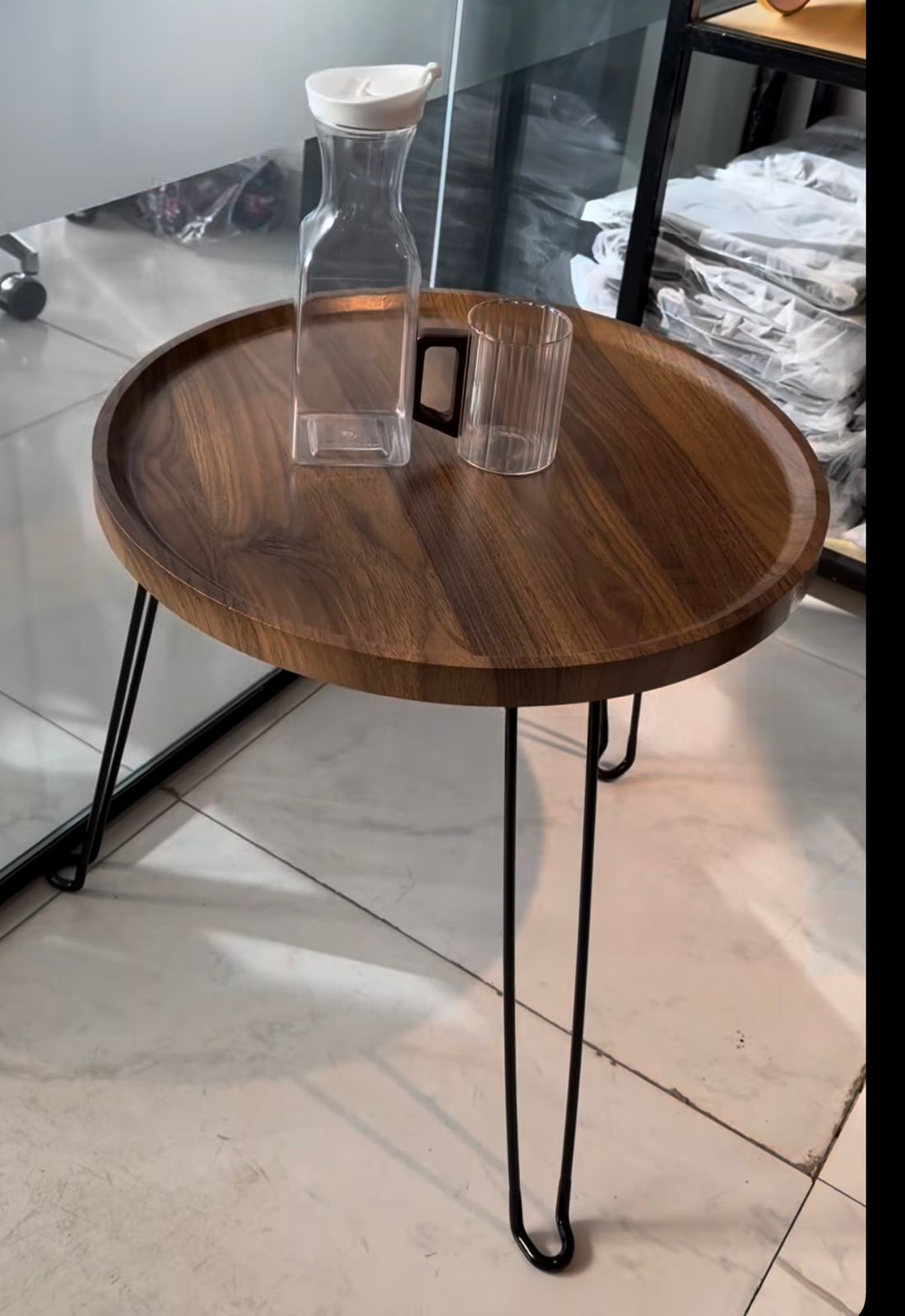 Mid-Century Metal & Wood Side Table