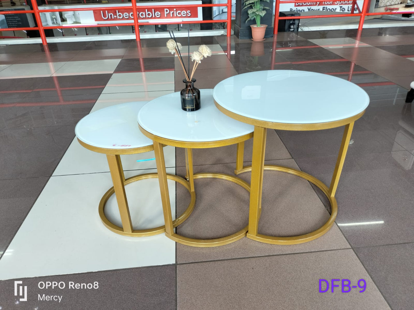 3 in 1 executive glass effect marble table