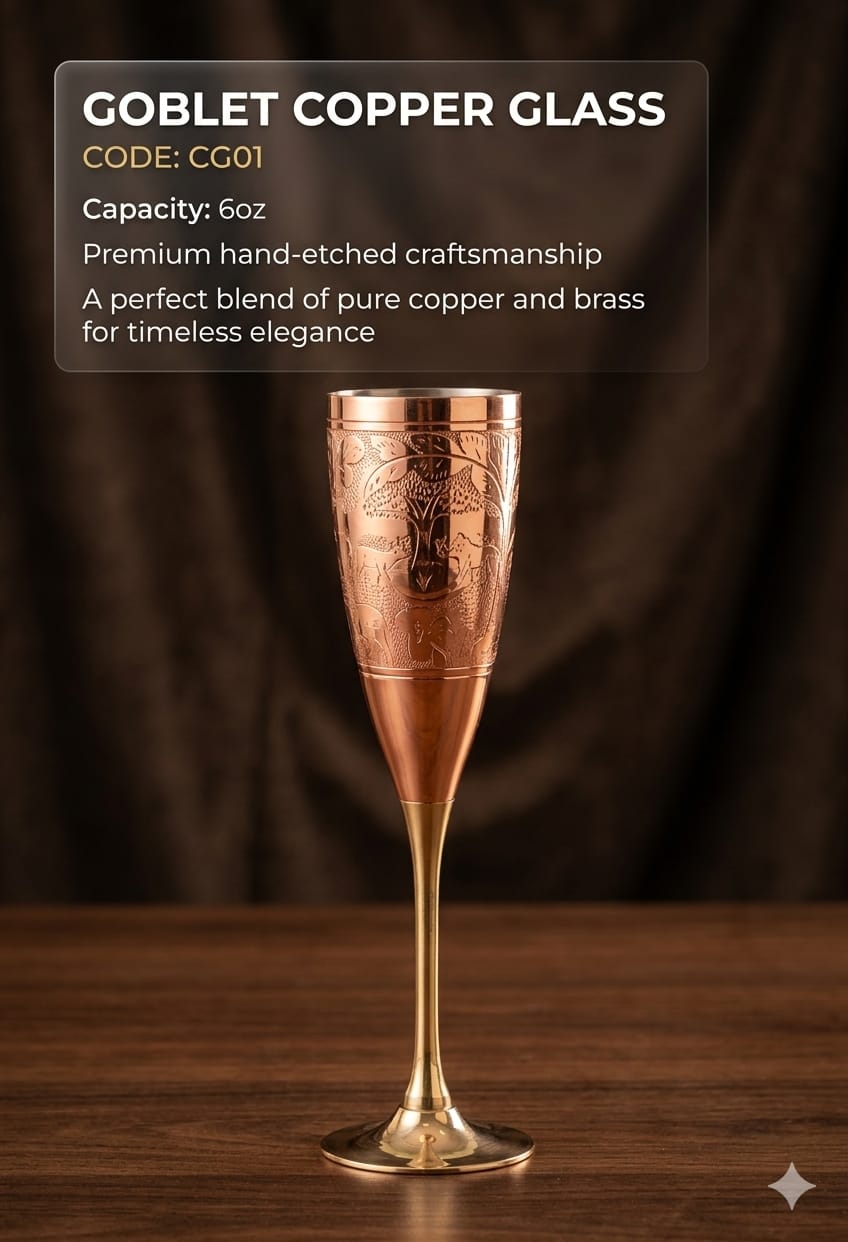 Copper + Brass Goblet Glass – 6oz(price per piece)