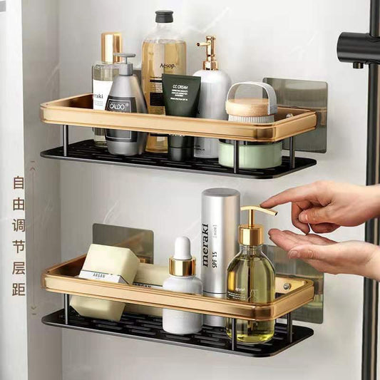 2 pcs Aluminum Alloy Rectangular Shelf (black & gold)
