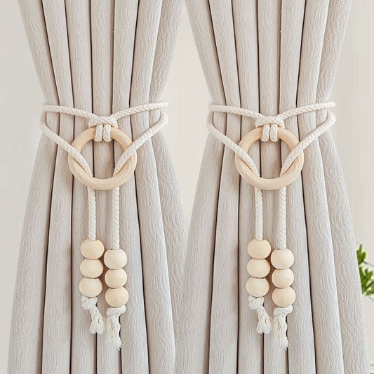 2pcs natural cotton rope curtain tiebacks boho style