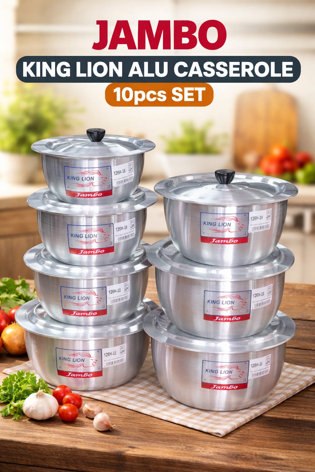Jambo Casserole Set with Lid Heavy 10pcs