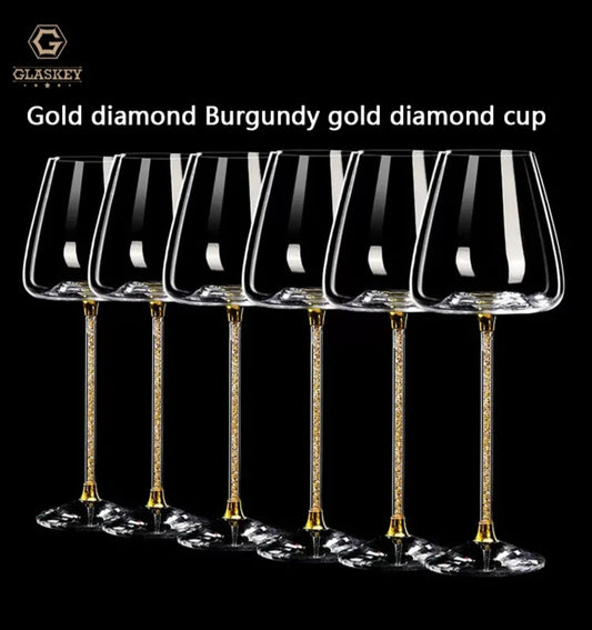 Long stemmed Diamond Goblet Crystal glass 480ml 2pcs