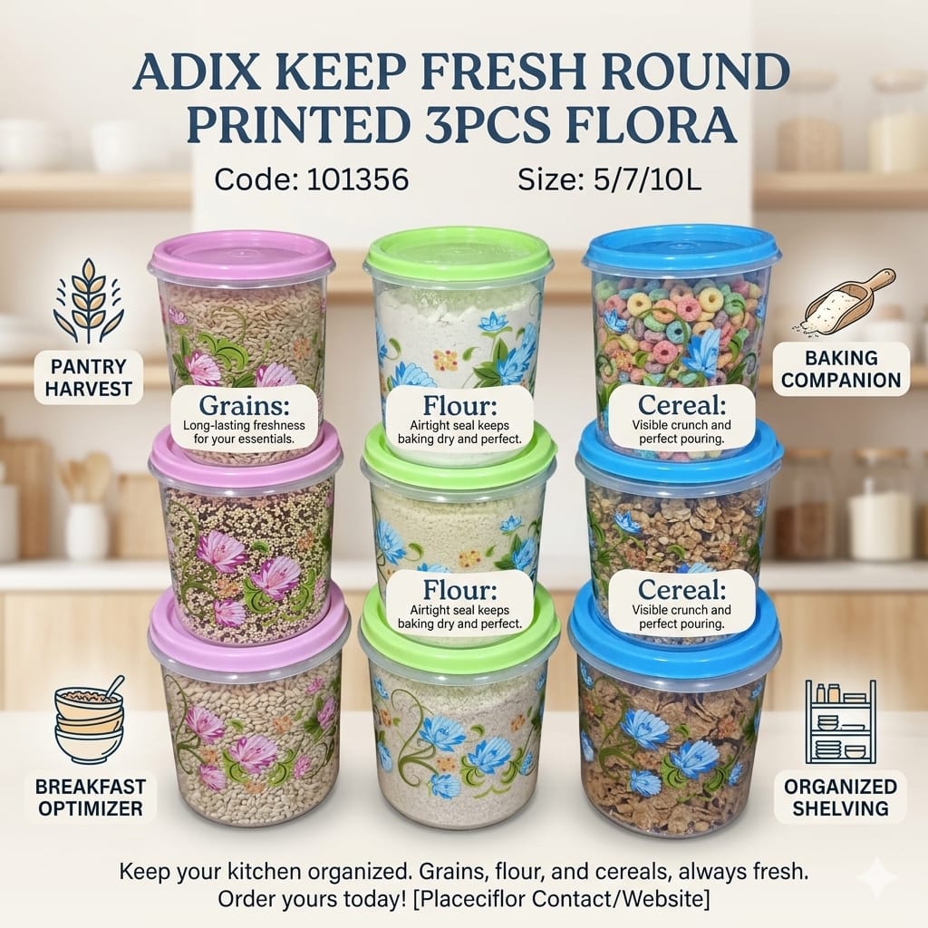 Adix keep fresh round printed (floral)- 3pcs