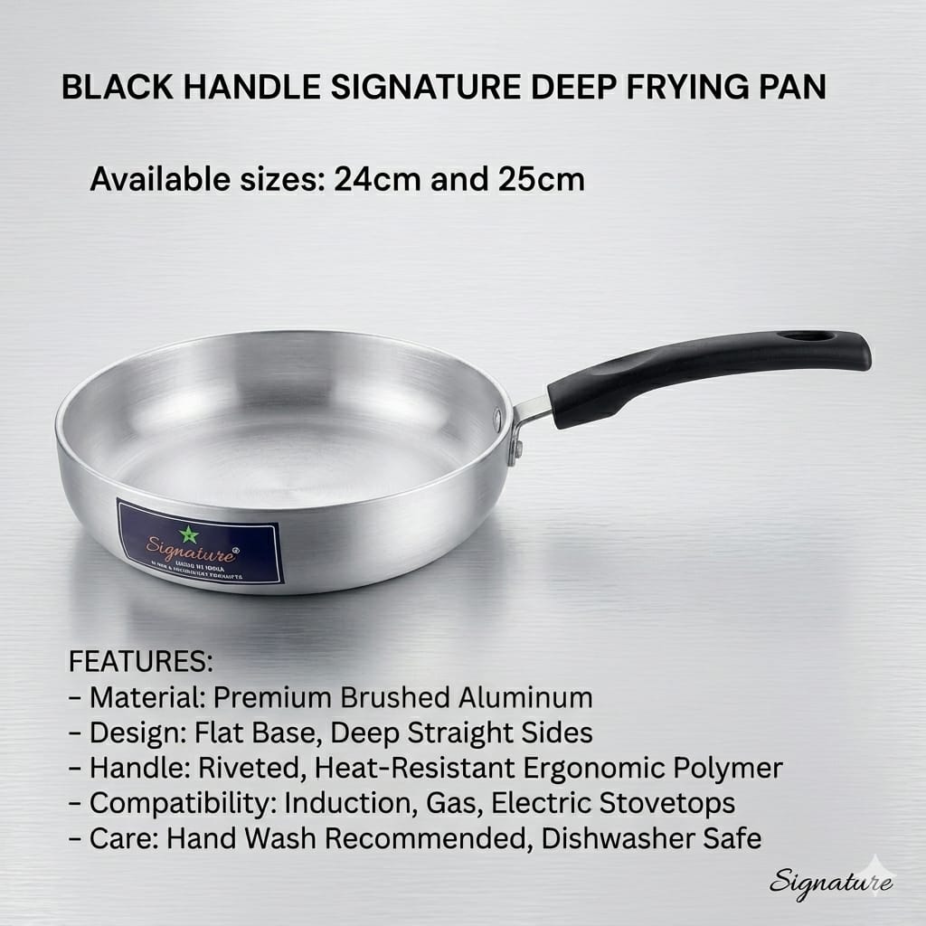 Black Handle Signature Deep Frying Pan