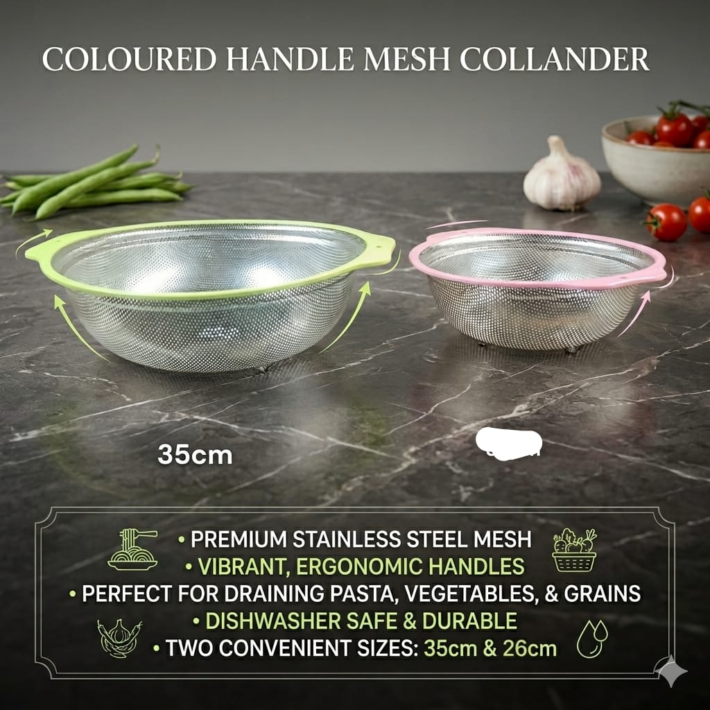 Colored Handle Mesh Colander