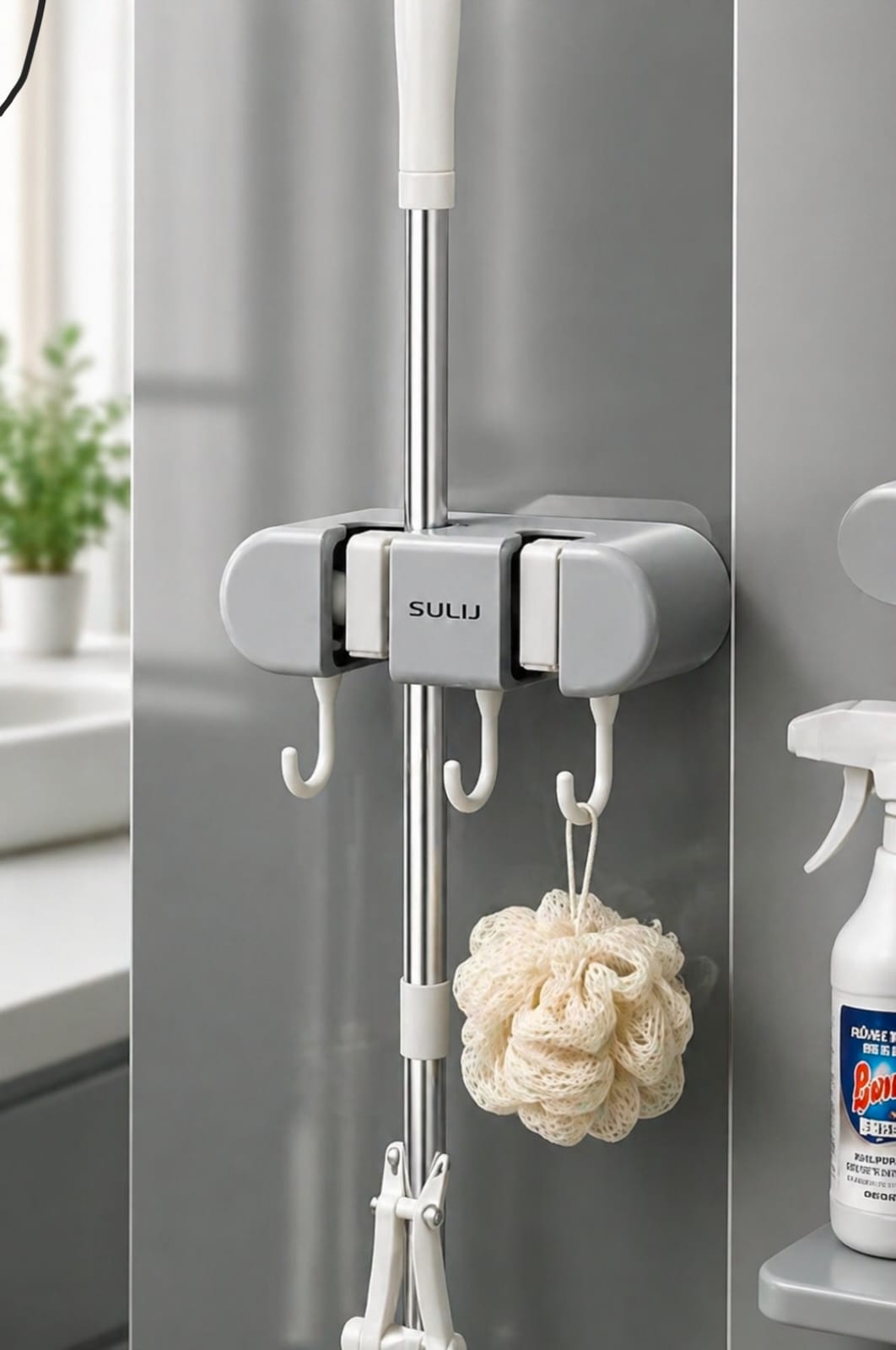 Non slip wall Mounted mop holder