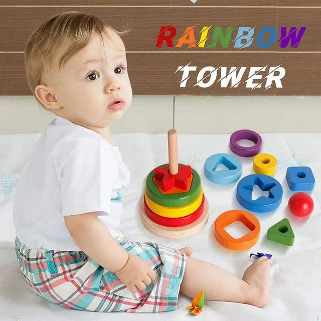 Wooden Rainbow Tower Double Stacked