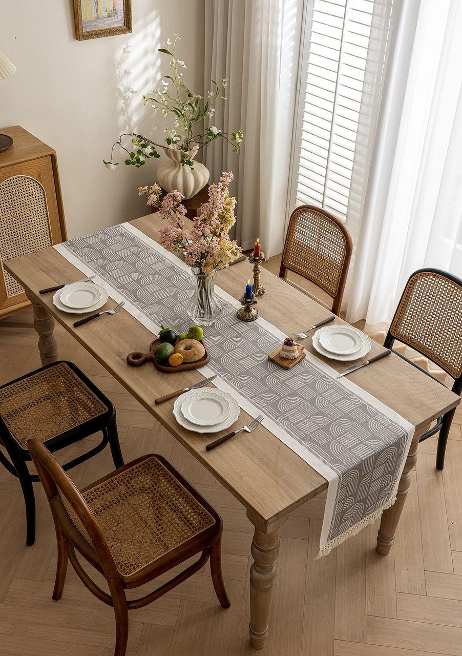 Geometric jacquard table runner