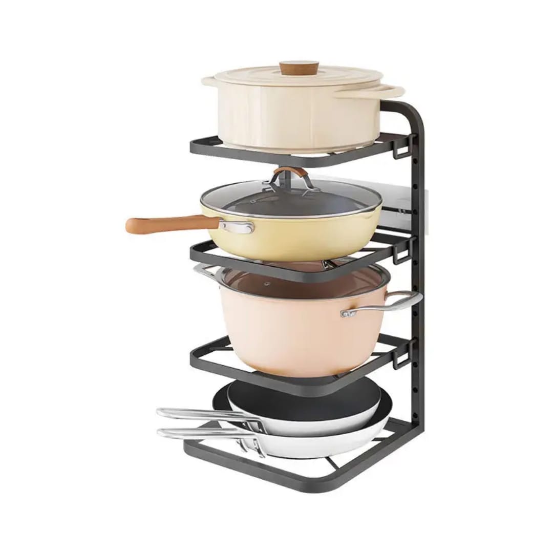 4 Layer adjustable pots rack