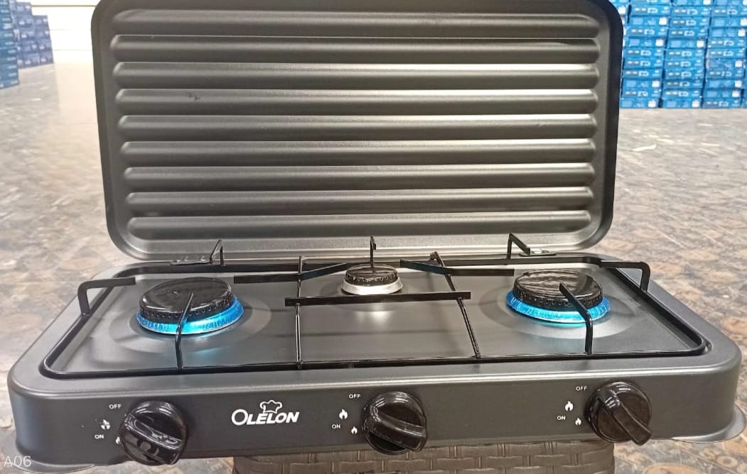 Olelon 3 burner gas stove cooker with cover lid