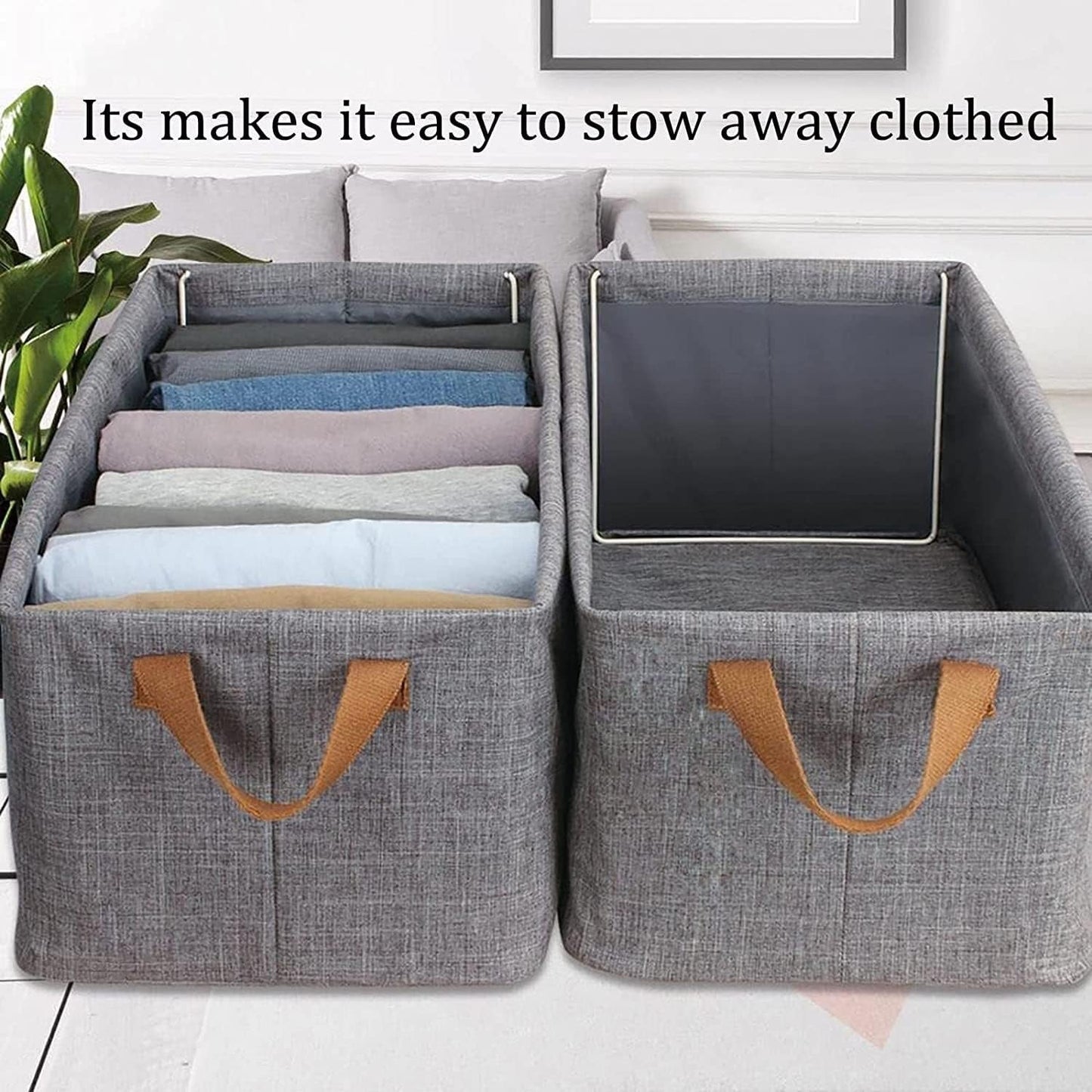 Multifunctional Closet Organizer Bins with Handles – Storage Boxes for Pants, Jeans, T-Shirts, Shirts, Underwear & Socks Stackable Wardrobe Drawer Organizers