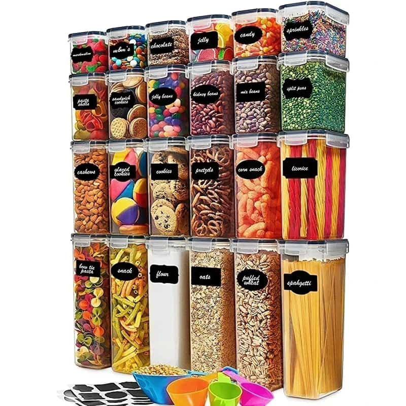 24 PCS Airtight Plastic Containers – Food Storage Set for Kitchen Organization