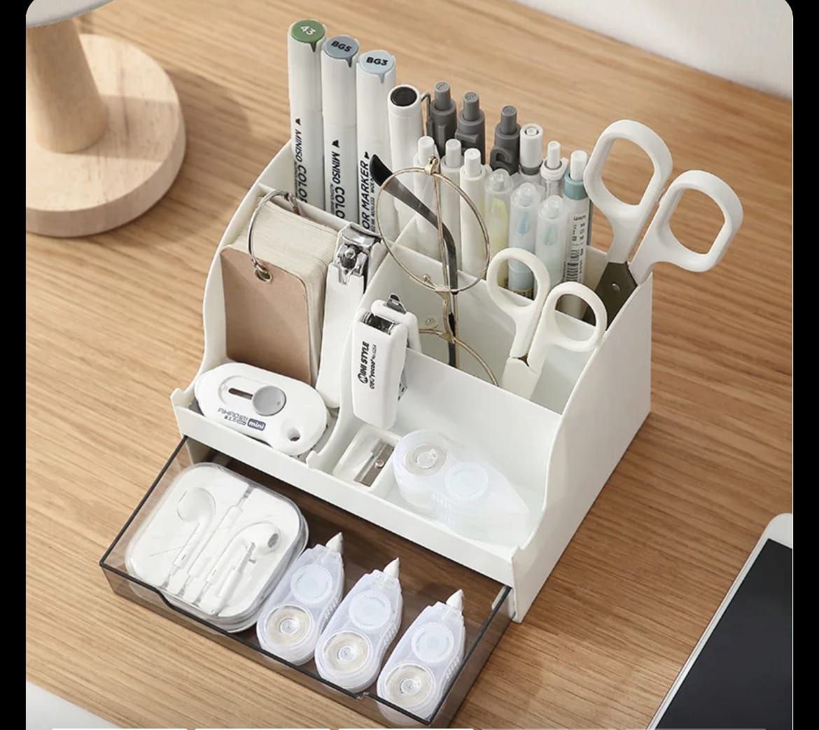 Office Desk Stationery Storage Box Organizer Plastic Table Organiser
