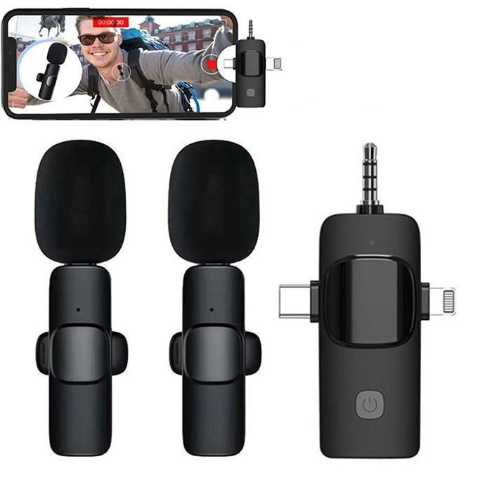 Sokany 3-in-1 Mini Dual Wireless Lapel Microphone – Plug & Play for iPhone, Android & Camera