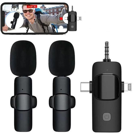 Sokany 3-in-1 Mini Dual Wireless Lapel Microphone – Plug & Play for iPhone, Android & Camera
