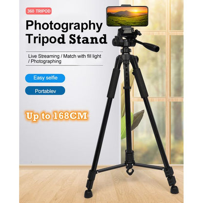 168 CM Adjustable Tripod Stand for Phone & Camera – 360° Photography & Live Streaming Stand