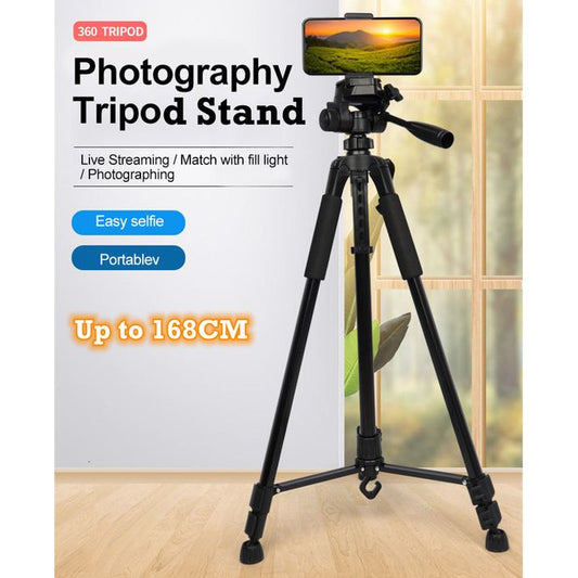 168 CM Adjustable Tripod Stand for Phone & Camera – 360° Photography & Live Streaming Stand