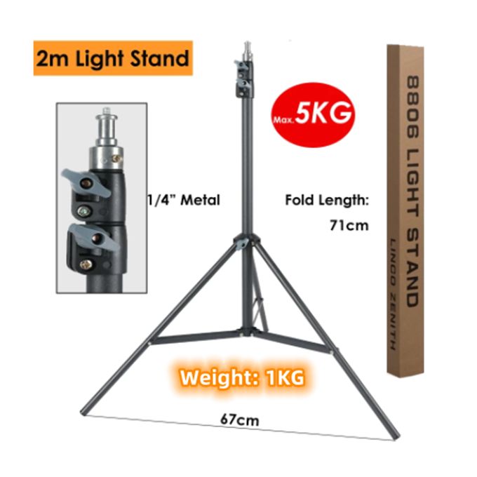 Linco Heavy Metal 2.1M Light Stand (8806) – Max Load 5KG, Durable Aluminum Alloy