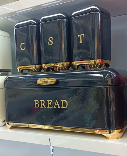 Nordic Bread Bin with 3 Canister Set – Touch of Gold Accent