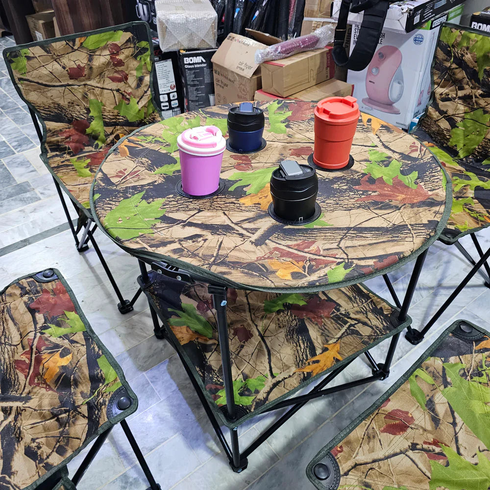 A Set of Four Chairs and a Table – Elegant Modern Dining or Patio Set
