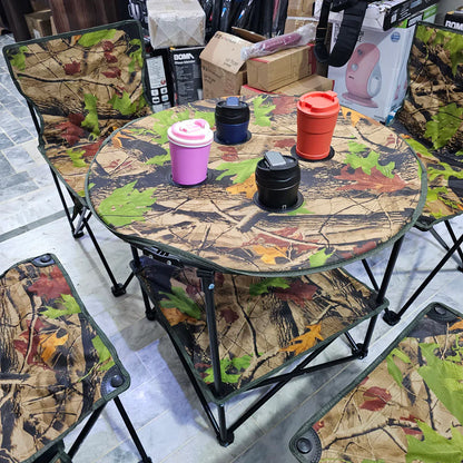 A Set of Four Chairs and a Table – Elegant Modern Dining or Patio Set