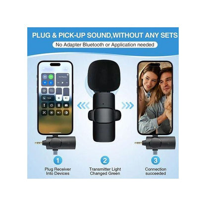 Sokany 3-in-1 Mini Dual Wireless Lapel Microphone – Plug & Play for iPhone, Android & Camera