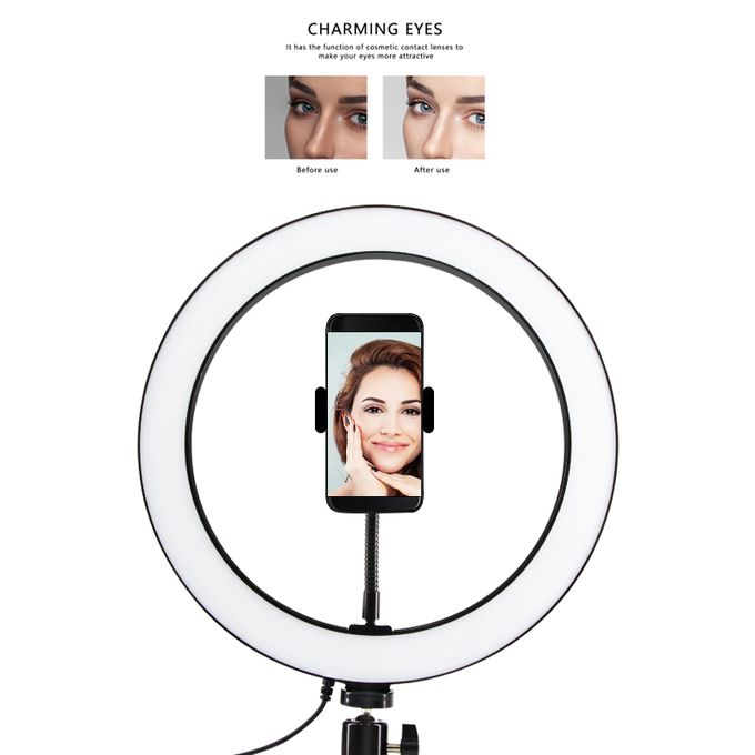 10 Inch Ring Light With 2.1M Tripod Stand + Remote+Lapel Mic
