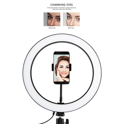10 Inch Ring Light With 2.1M Tripod Stand + Remote+Lapel Mic