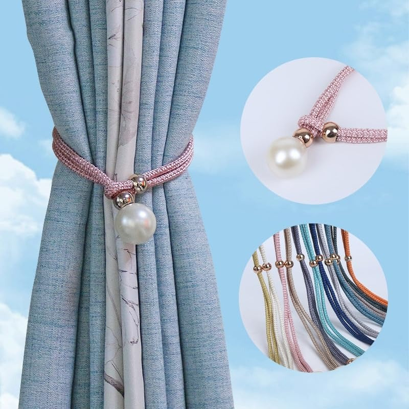 Decorative Curtain Drapery Holdbacks Pearl Bead Curtain Tieback Decorative Curtain Rope Pair