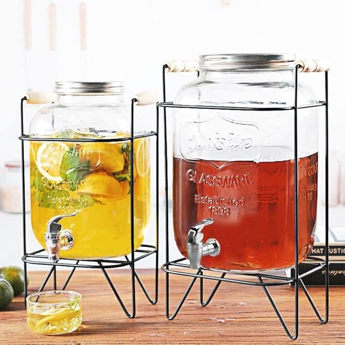 Glass Juice Dispenser with Stand & Tap  5L & 8L